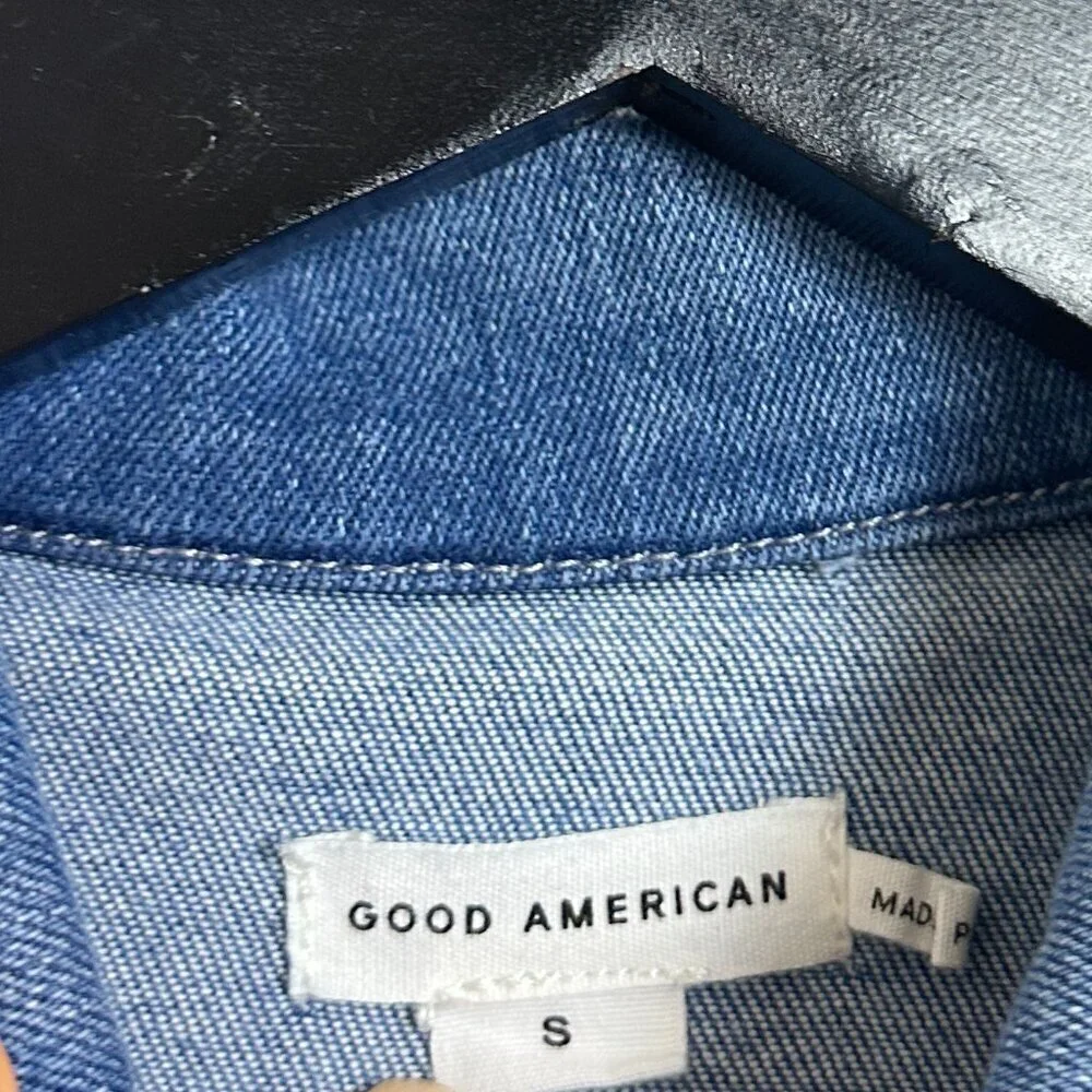 GOOD AMERICAN Fit for Success Denim Utility Dress Denim Medium Blue Size Small - Picture 6 of 16